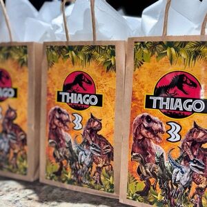 Dinosaur Party Favor Bags - Brown